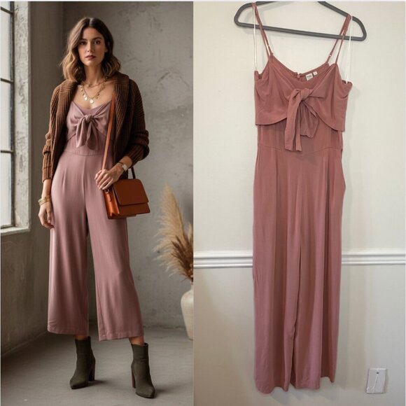 Twik Front Tie Cropped Jumpsuit L - Picture 1 of 11